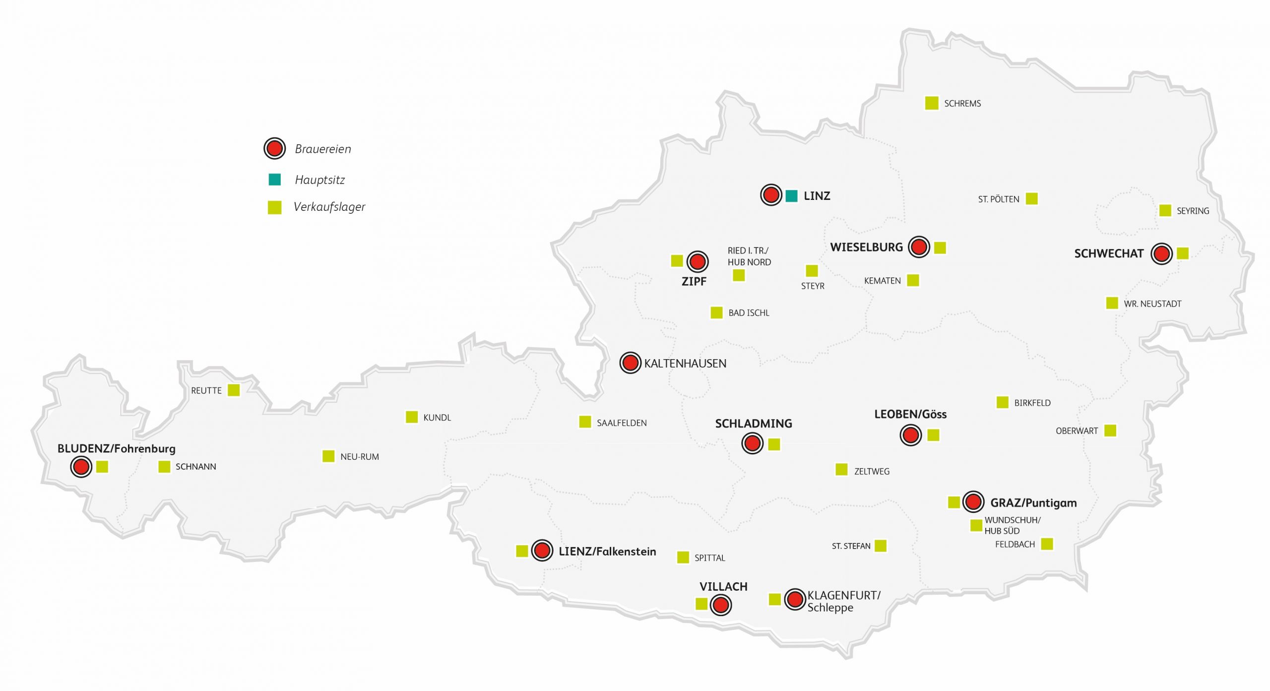 Map of breweries in Austria
