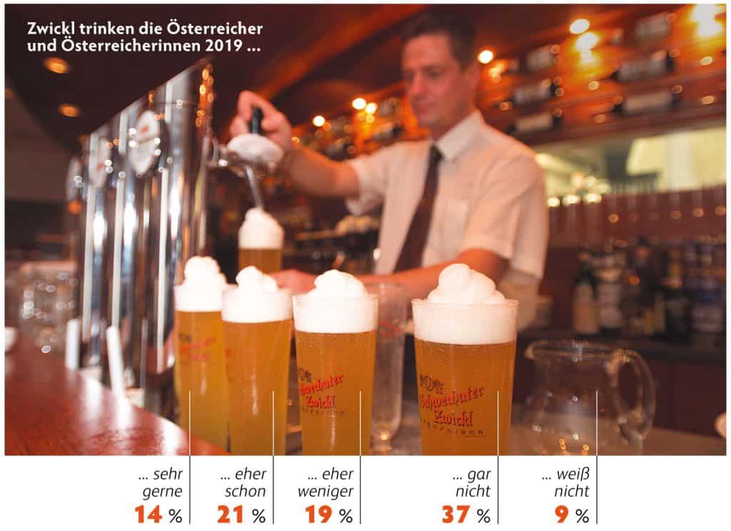 Ein Mann der Bier einschenkt