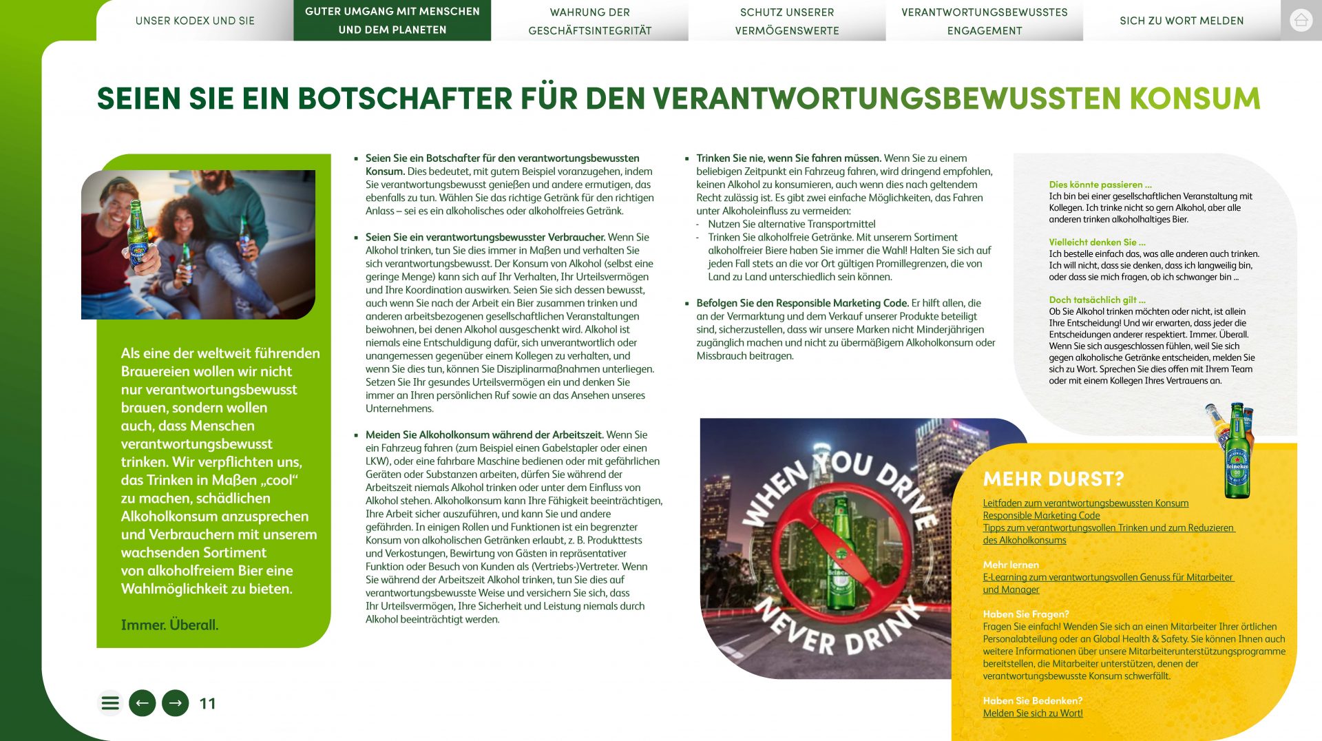 Ein Foto von Heineken für den verwantwortungsvollen Konsum von Alkohol